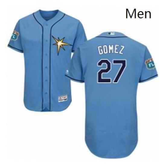 Mens Majestic Tampa Bay Rays 27 Carlos Gomez Light Blue Flexbase Authentic Collection MLB Jersey